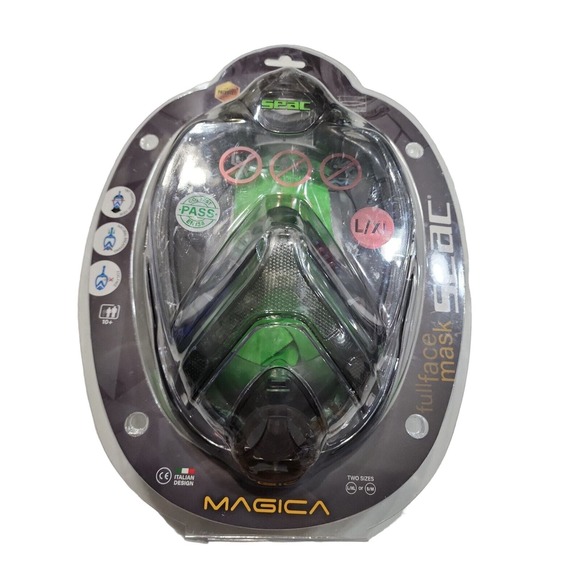 Seac FULL FACE MAGICA L/XL GREY CLEAR/ GREEN LIME Mask Snorkel - Picture 1 of 10